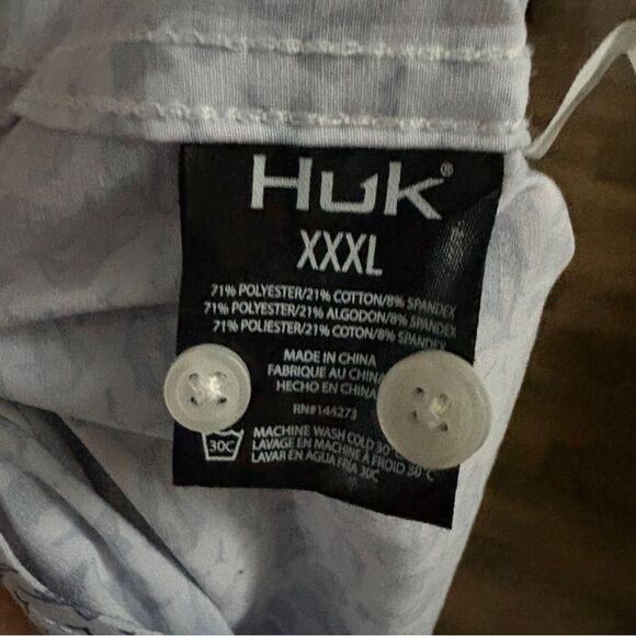 Huk Nautical Deep Sea Fishing Patterned Button Down Shirt Short Sleeve Men's 3XL - Picture 10 of 16